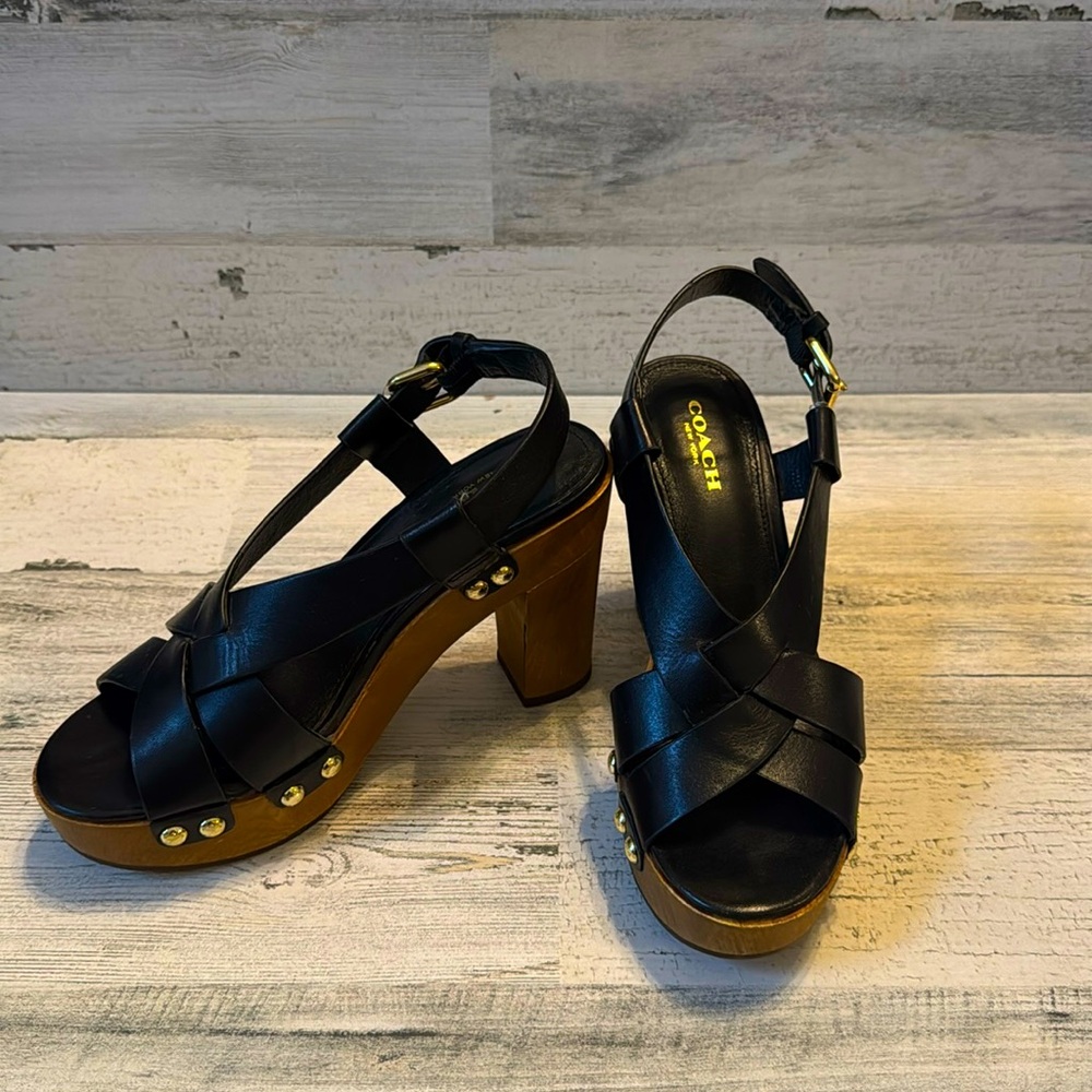 COACH Black Platform Heels. size 5.5 fits like a 6.